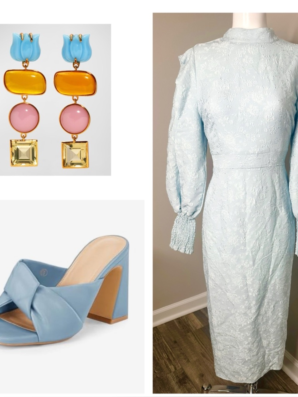 SHEIN Light Blue Textured Midi Dress- LARGE